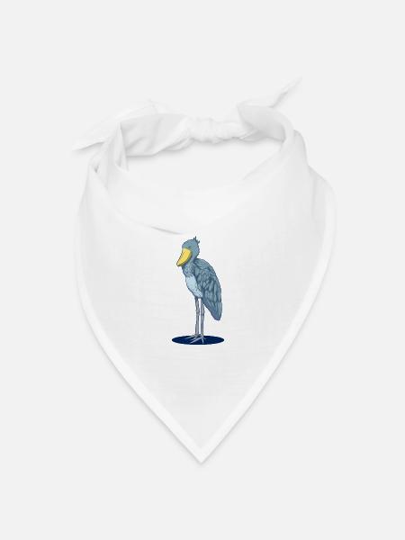 Realistischer Schuhschnabel - von Hand gezeichnet - Bandana Dreieckstuch - Weiß