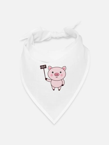 Schwein Oink - Bandana Dreieckstuch - Weiß