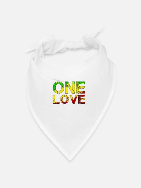 One Love - Reggea Musik - Bandana Dreieckstuch - Weiß