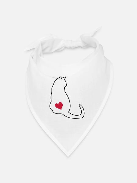 Katze - Bandana Dreieckstuch - Weiß