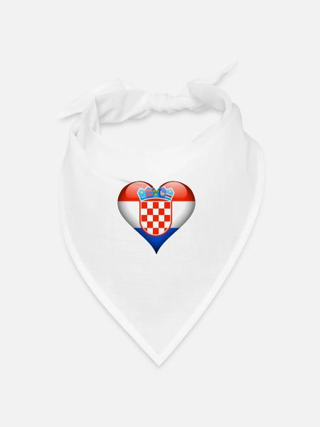 Herz Kroatien - Bandana Dreieckstuch - Weiß