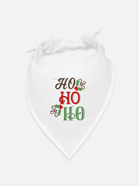 Ho Ho Ho - Bandana Dreieckstuch - Weiß