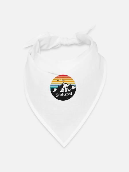 Retro Südtiroler Berge Motiv - Bandana Dreieckstuch - Weiß
