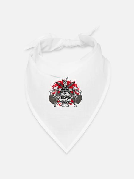 Heavy Metal Death Metal Totenkopf Rock Geschenk - Bandana Dreieckstuch - Weiß