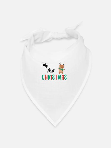 Erste Weihnachten first christmas baby niedlich - Bandana Dreieckstuch - Weiß