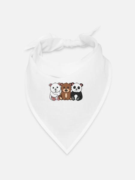 3 Bears 3 Bären Eisbär Bär Panda - Bandana Dreieckstuch - Weiß