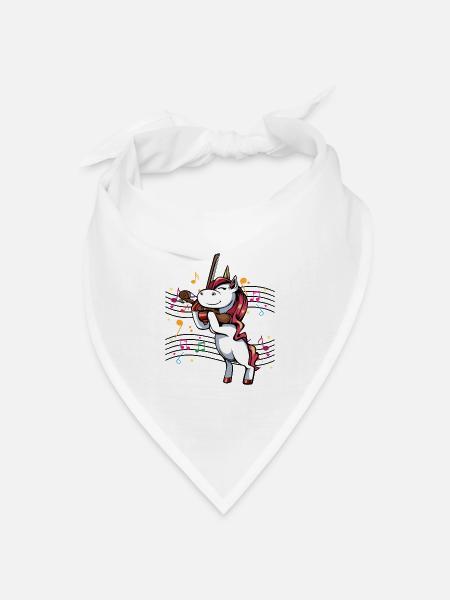 Einhorn Violine Musikzauber - Bandana Dreieckstuch - Weiß