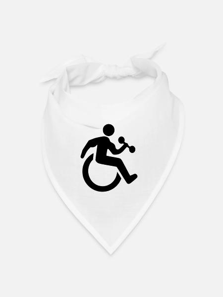 Rollstuhl-Fitness-Symbol # - Bandana Dreieckstuch - Weiß