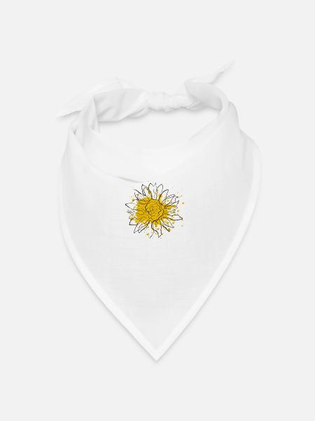 Sonnenblume - Bandana Dreieckstuch - Weiß