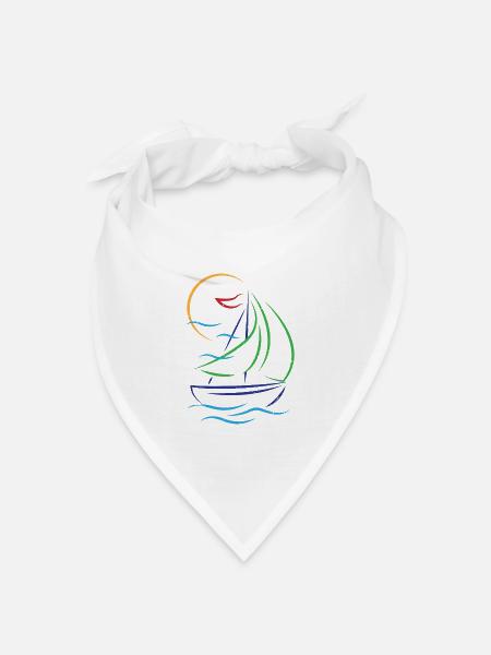 Segelboot Schiff Sport Boot Segeln Sailing Boat - Bandana Dreieckstuch - Weiß