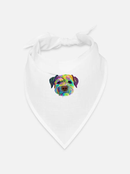 Border Terrier Hund Geschenk - Bandana Dreieckstuch - Weiß