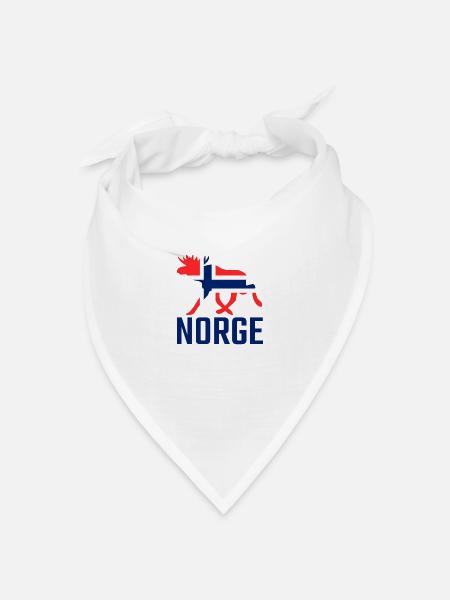 Norge Elch / Norwegen Flagge Urlaub Reise Geschenk - Bandana Dreieckstuch - Weiß