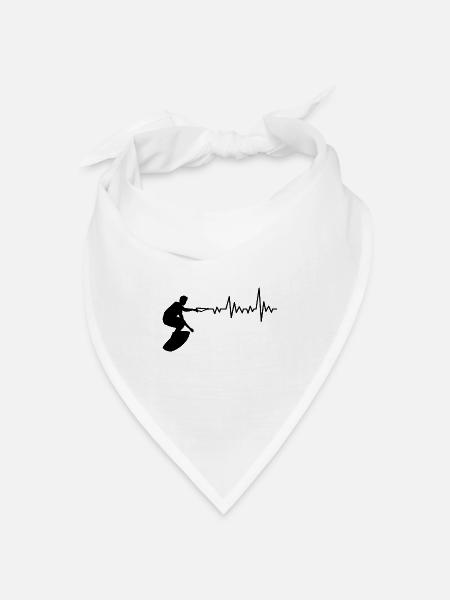 Wakeboard Herzschlag - Bandana Dreieckstuch - Weiß