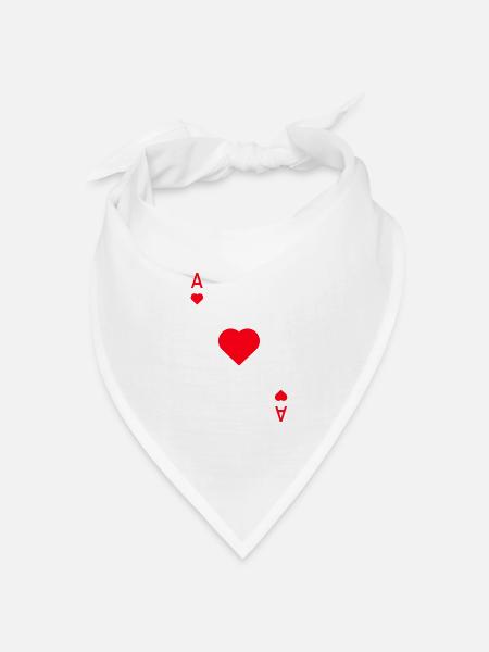 Herz Ass Spielkarte Karneval Fasching Partnerlook - Bandana Dreieckstuch - Weiß