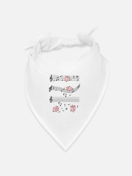 Pinke Schweine Doodles auf Schwarz - Bandana Dreieckstuch - Weiß