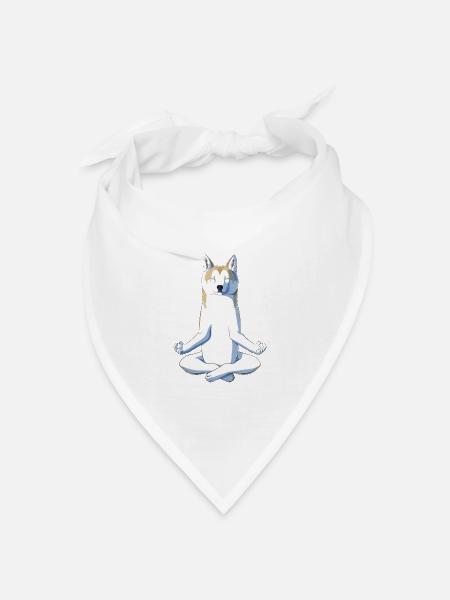 Yoga Akita Hund - Bandana Dreieckstuch - Weiß