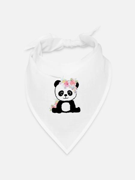 Panda Lustig Geschenk Damen Herren Kinder - Bandana Dreieckstuch - Weiß