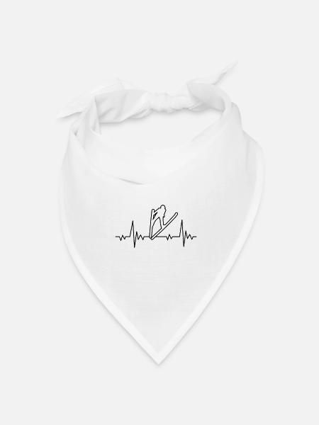 Skispringen Herzschlag - Bandana Dreieckstuch - Weiß