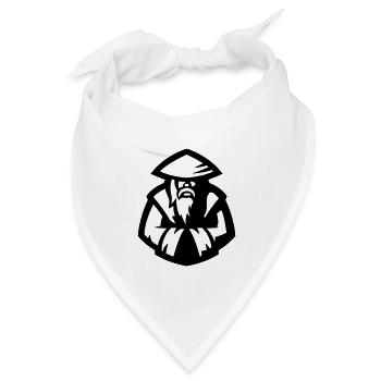 Meditierender Sensei - Bandana Dreieckstuch - Weiß - Vorne