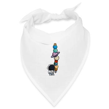 Astronaut Eis Essen Planeten Lustig - Bandana Dreieckstuch - Weiß - Vorne