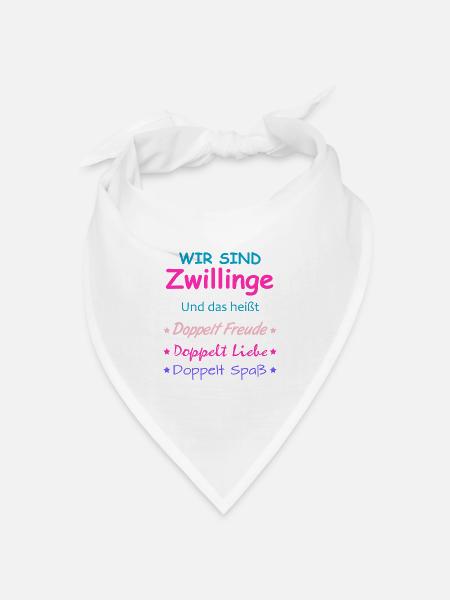 Zwillinge Geschenk Mädchen Jungen Kinder - Bandana Dreieckstuch - Weiß