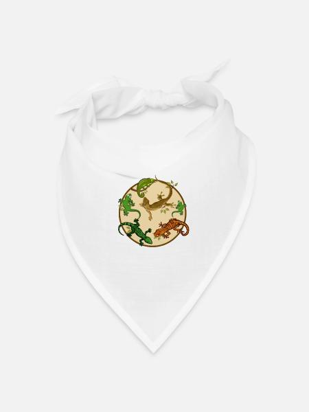 Gecko Eidechse - Bandana Dreieckstuch - Weiß