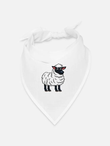 Cartoon Schaaf Alpaka - Bandana Dreieckstuch - Weiß