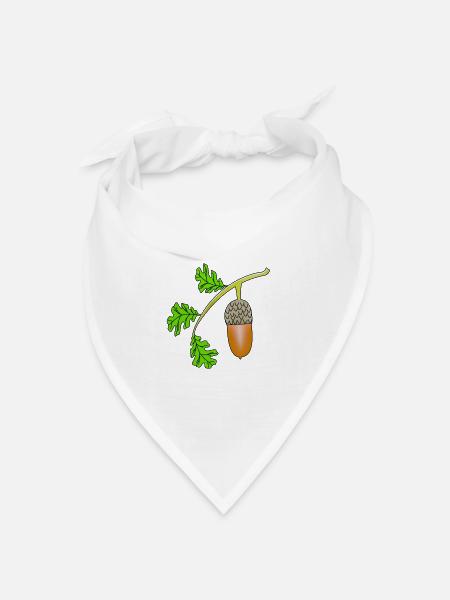 Eichel Blatt Eiche bea - Bandana Dreieckstuch - Weiß
