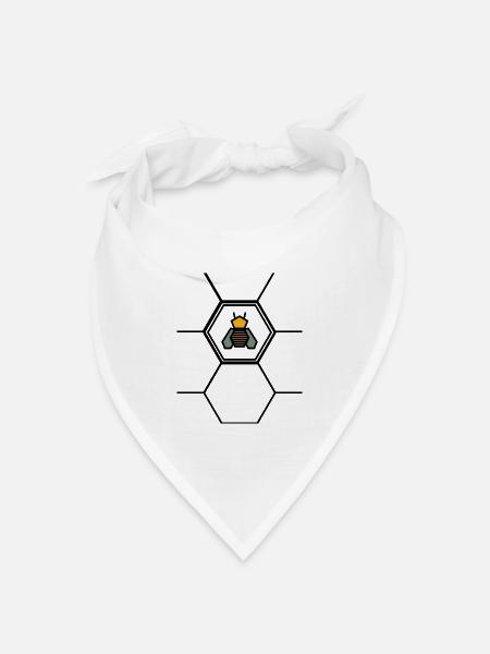 Biene in Wabe - Bandana Dreieckstuch - Weiß