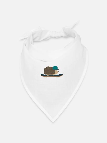 skateboard Skater Igel - Bandana Dreieckstuch - Weiß