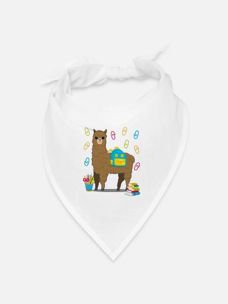 Lama Alpaka Einschulung Schulbeginn Geschenk - Bandana Dreieckstuch - Weiß