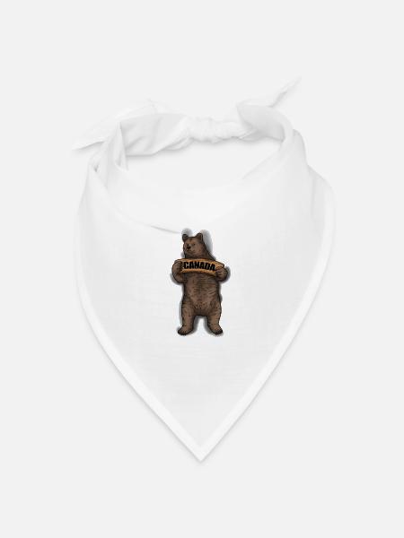 Grizzlybär Tshirt Kanada Shirt Souvenir Canada - Bandana Dreieckstuch - Weiß