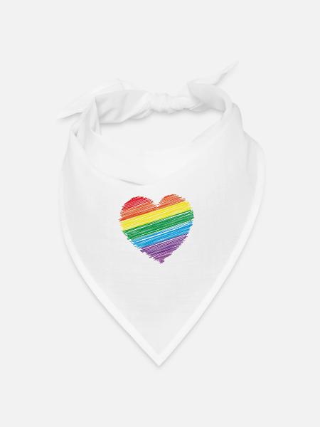 Regenbogen shirt & Herz Regenbogen Geschenk Shirt - Bandana Dreieckstuch - Weiß