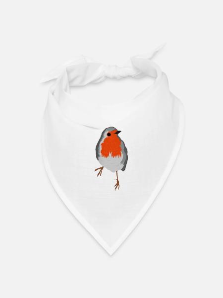 Rotkehlchen - Bandana Dreieckstuch - Weiß