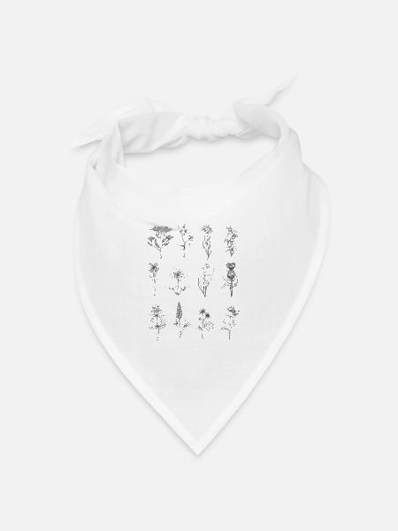 Wildblumen Line Art - Bandana Dreieckstuch - Weiß
