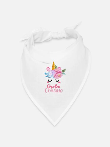 Große Cousine Geschenk Cousins Geburt Einhorn - Bandana Dreieckstuch - Weiß