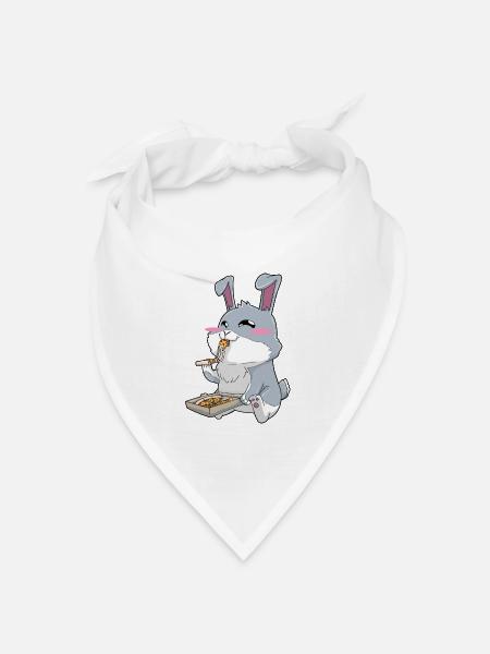 Lustiger Hase isst Pizza - Bandana Dreieckstuch - Weiß