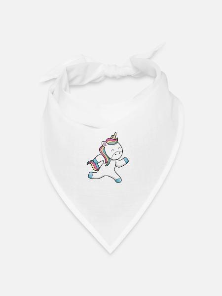 Einhorn läuft - Bandana Dreieckstuch - Weiß
