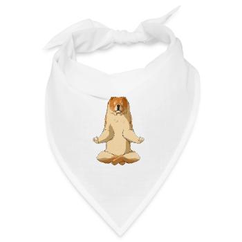 Meditierender Chow Chow Hund - Bandana Dreieckstuch - Weiß - Vorne