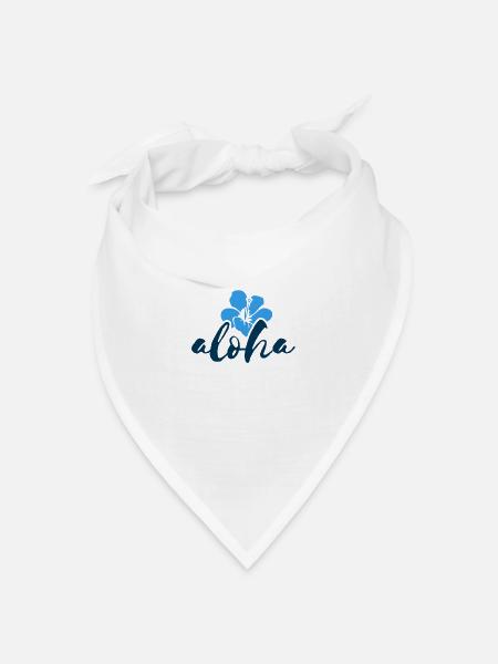 Aloha Hibiskus Hawaii - Bandana Dreieckstuch - Weiß