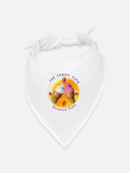 Eiscreme Zeit - Sommer Zeit - Bandana Dreieckstuch - Weiß
