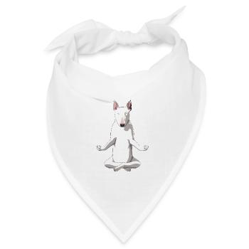 Meditierender Bullterrier Hund - Bandana Dreieckstuch - Weiß - Vorne