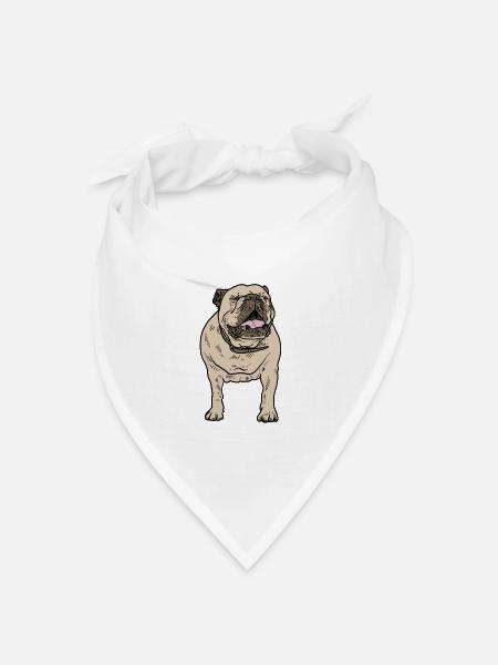 Bulldogge - Bandana Dreieckstuch - Weiß