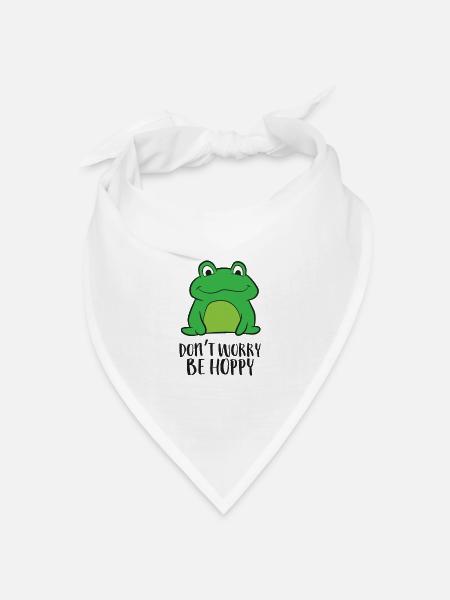 Frosch Kröte Don't Worry Be Hoppy Süßes Frosch - Bandana Dreieckstuch - Weiß