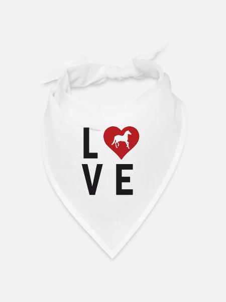 Ich liebe Pferde, Horse love - Bandana Dreieckstuch - Weiß