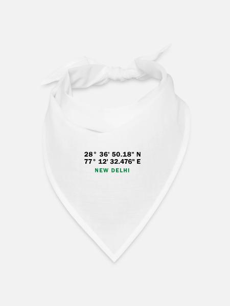 New Delhi – Koordinaten & Städteflair - Bandana Dreieckstuch - Weiß