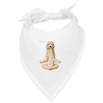Meditierender Labradoodle Hund - Bandana Dreieckstuch - Weiß - Vorne