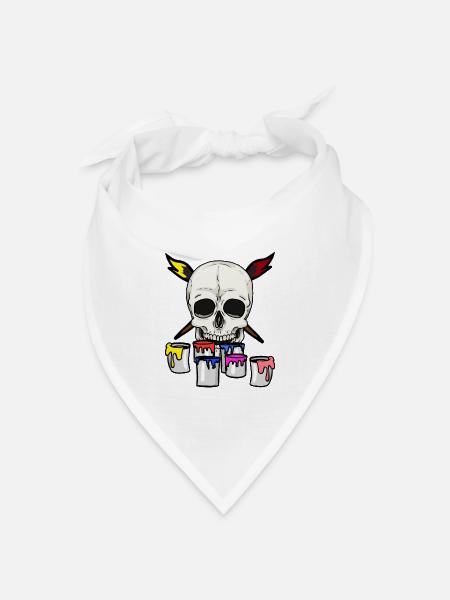 Totenkopf Künstler Maler Künstler malen zeichnen - Bandana Dreieckstuch - Weiß