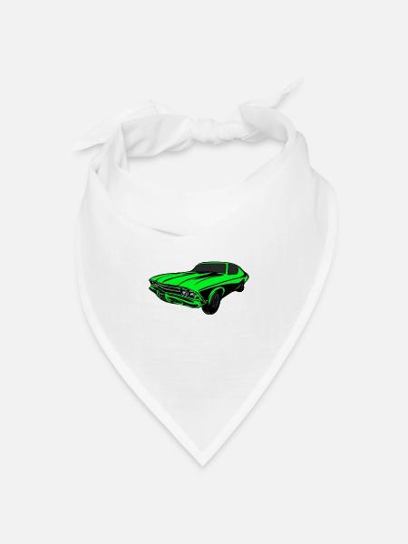 Neongrüner Rennwagen - Bandana Dreieckstuch - Weiß