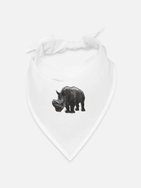 Nashorn - Bandana Dreieckstuch - Weiß